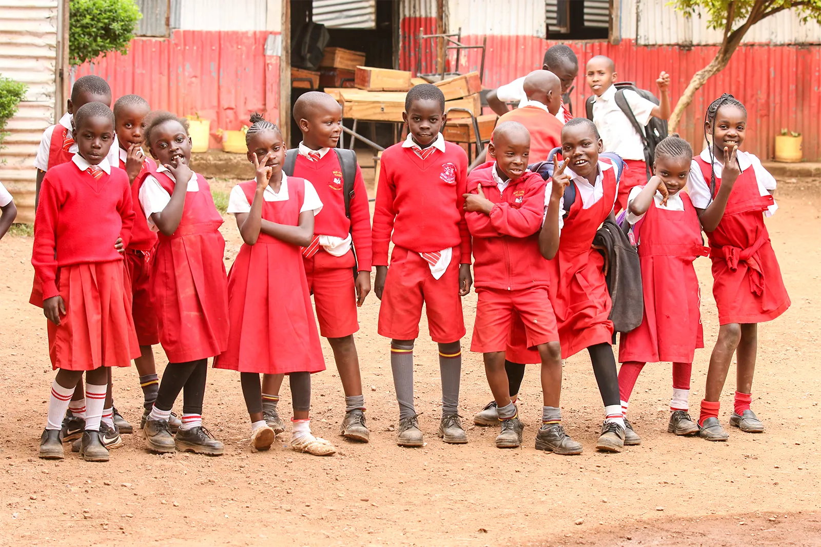 Students standing together in Sikri Junior Academy uniforms